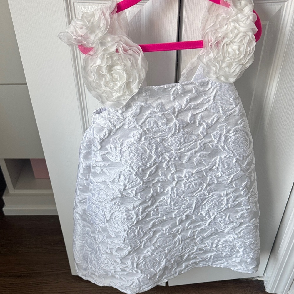 Hale Bob White Floral Rosette Girls' Formal Dress